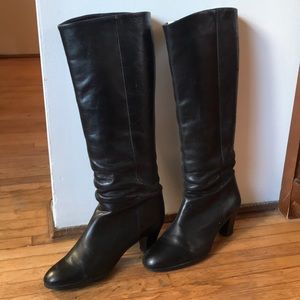 High black leather boots
